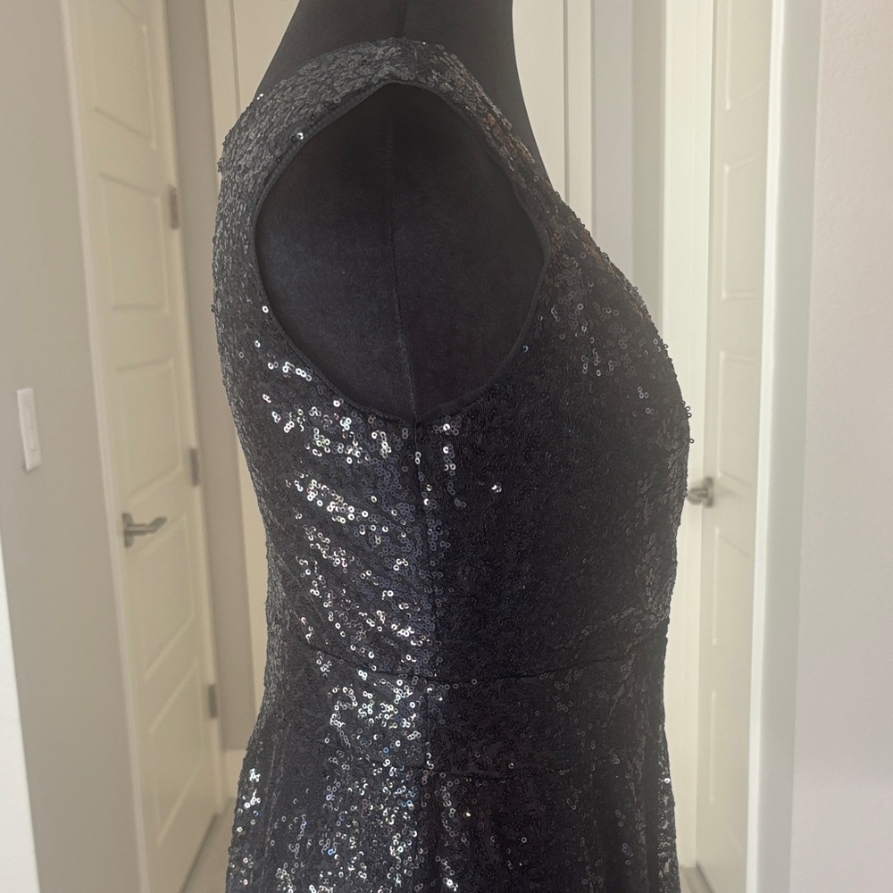 Grace Karin Sleeveless Wrap V-Neck A-line Black Sparkling Sequin Dress Size M - Picture 9 of 13